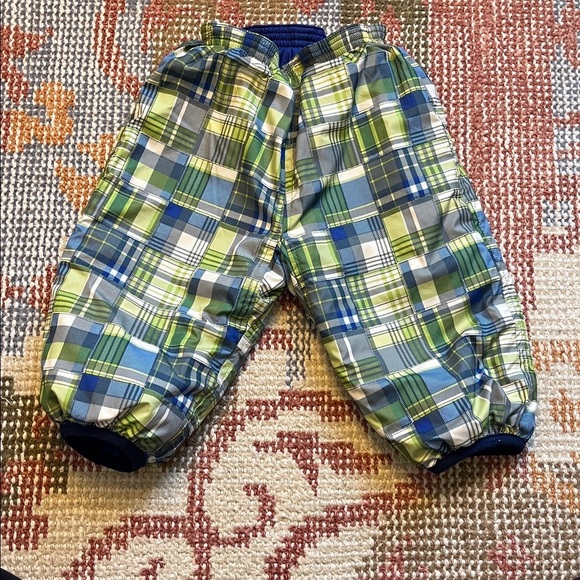 Patagonia Blue Plaid Reversible Nano Puff Snow Pants Size 6 month - Picture 4 of 8